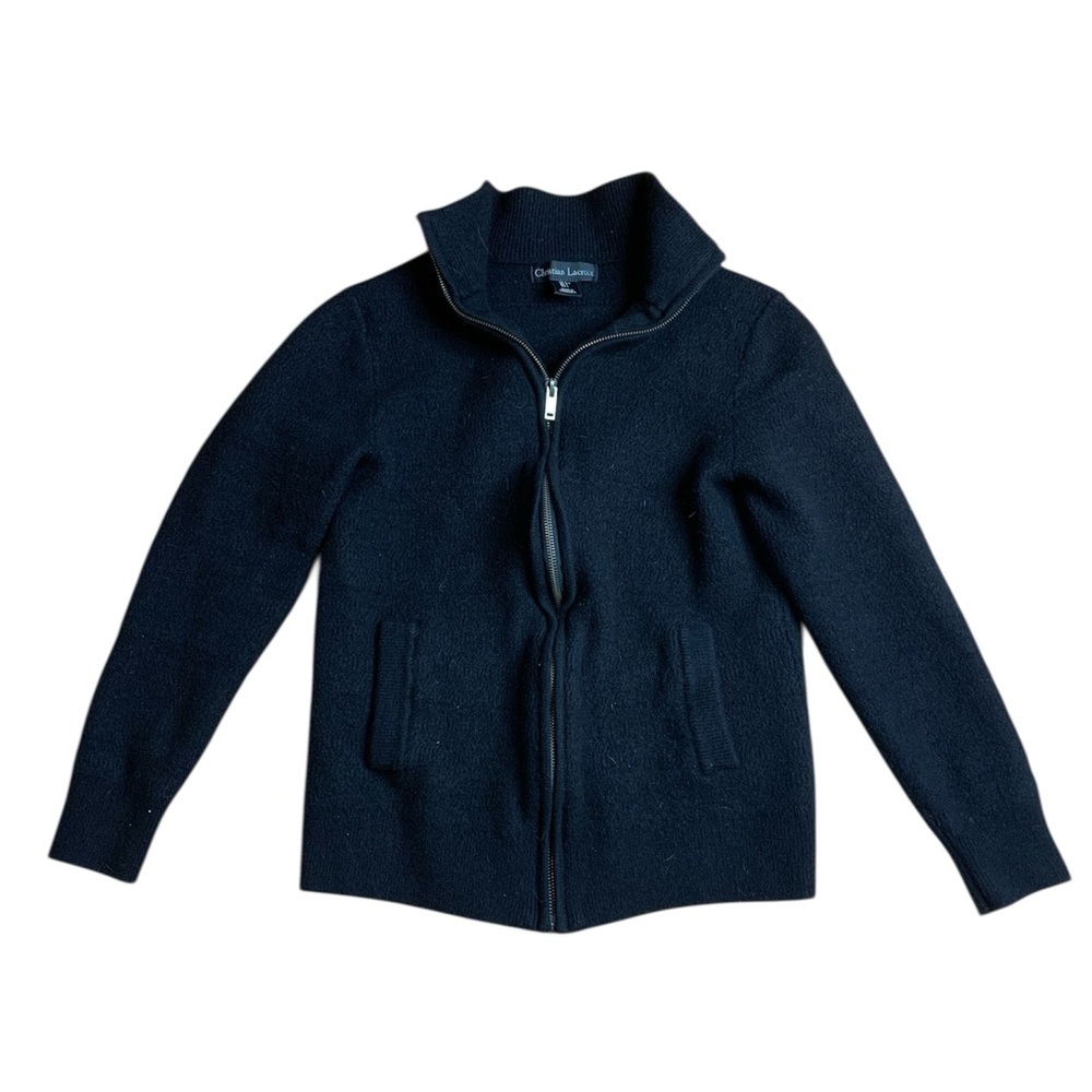 Christian Lacroix 100% Extra Fine Merino Wool Zip-Up Cardigan Jacket Large